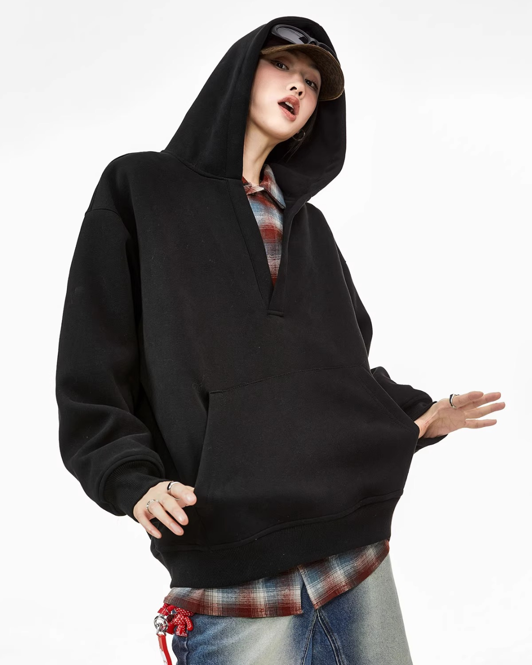 Deep V Sweat Hoodie