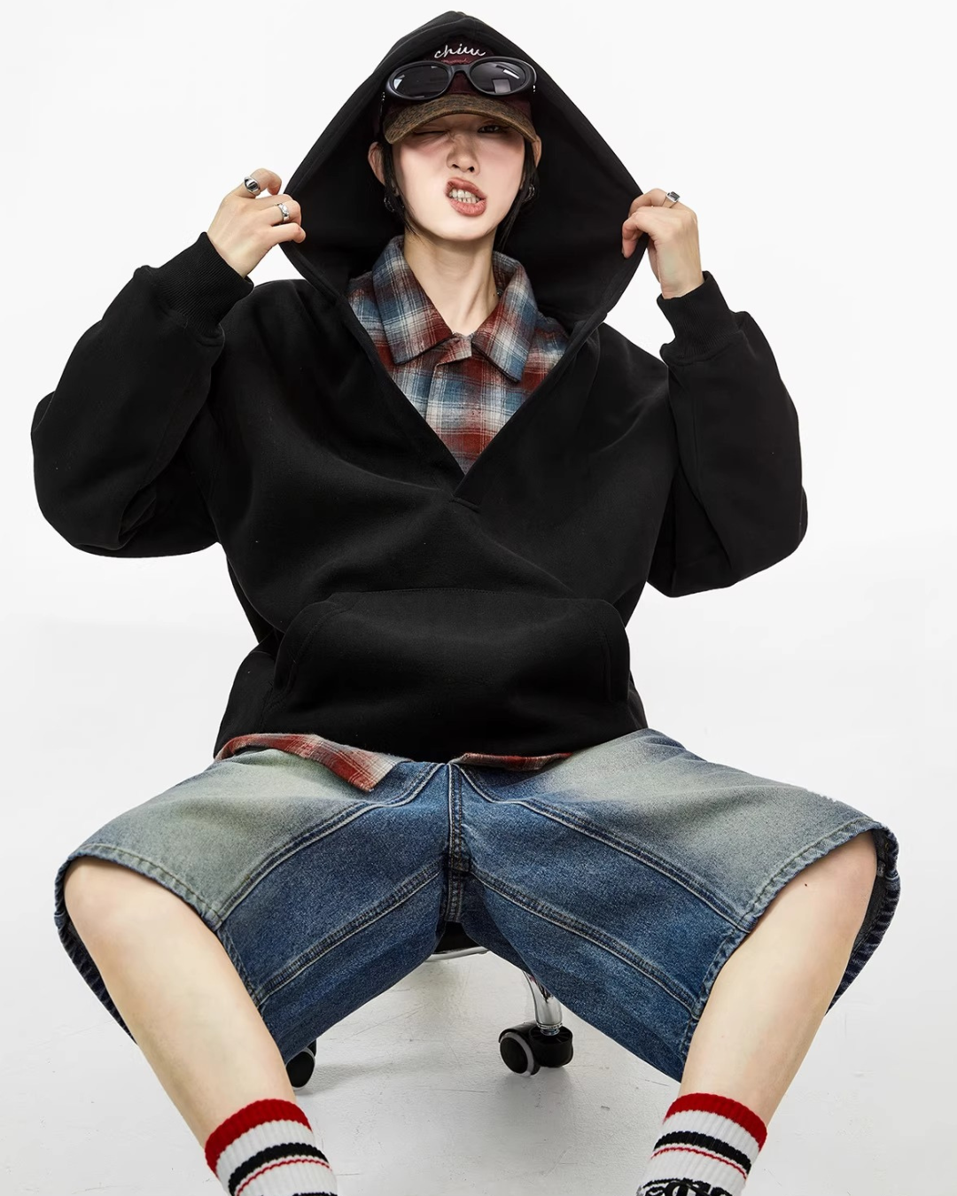 Deep V Sweat Hoodie