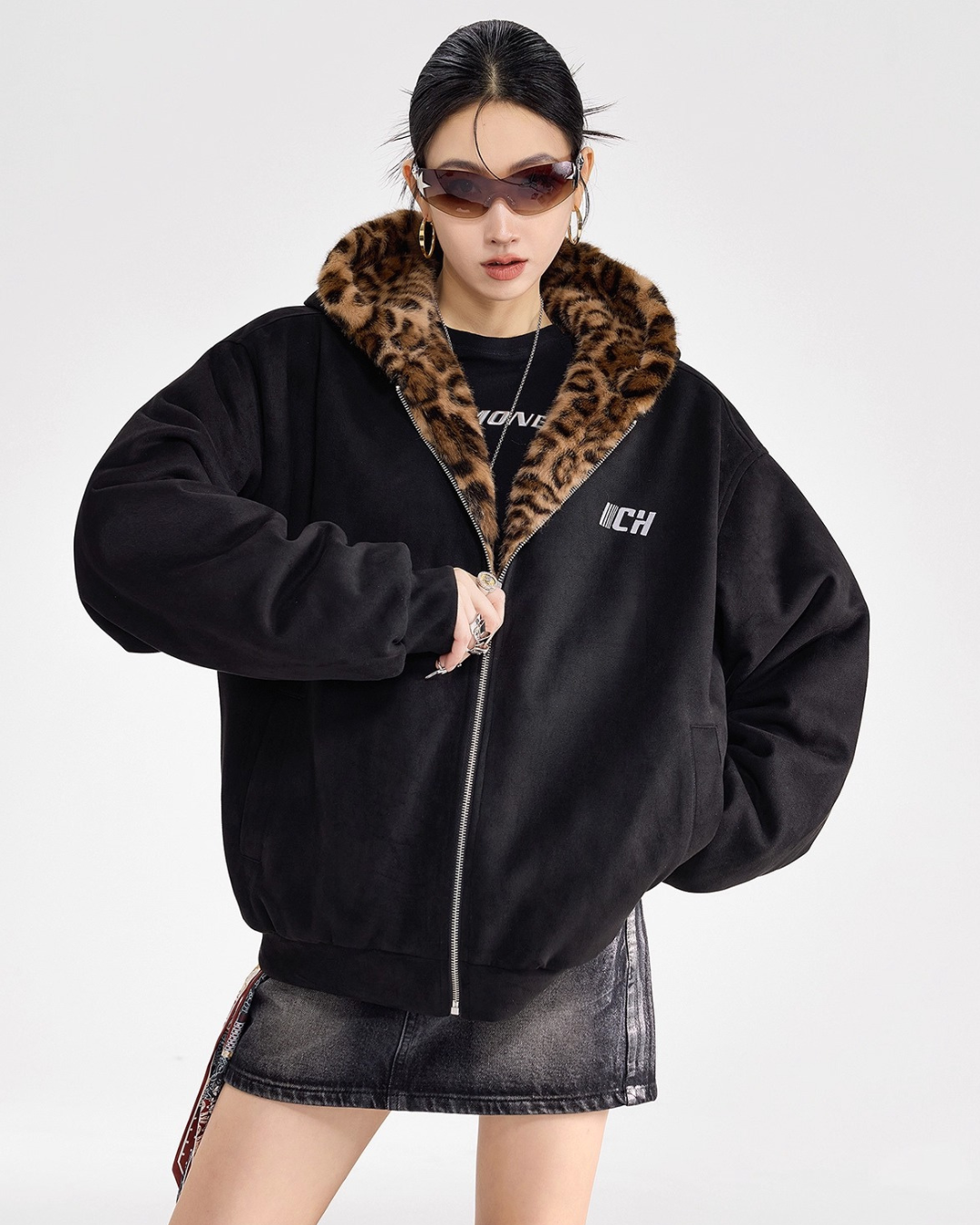 Leopard Lined Teddy Hoodie