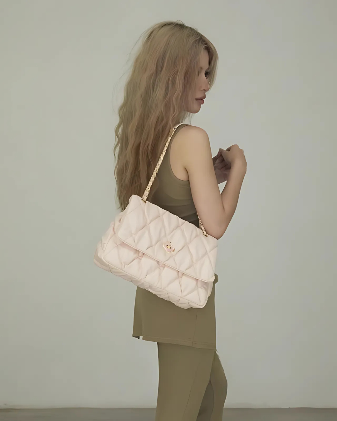 Glossy Quilted Chain Bag