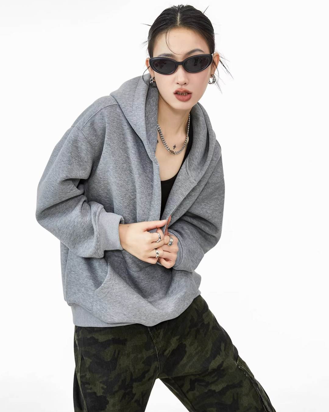 Deep V Sweat Hoodie