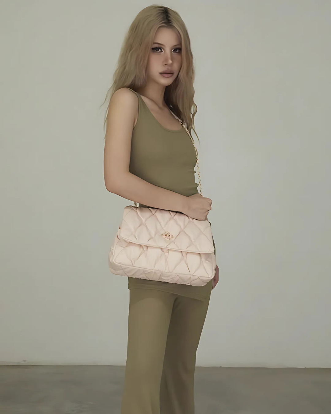 Glossy Quilted Chain Bag