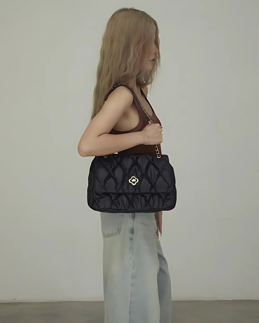 Glossy Quilted Chain Bag