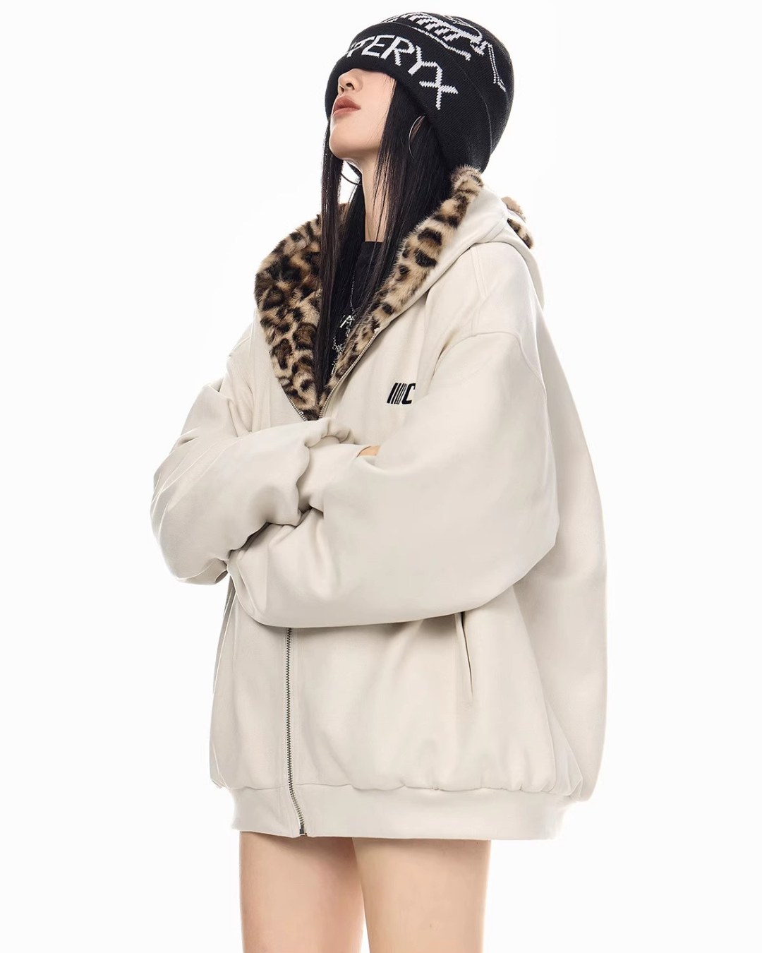 Leopard Lined Teddy Hoodie