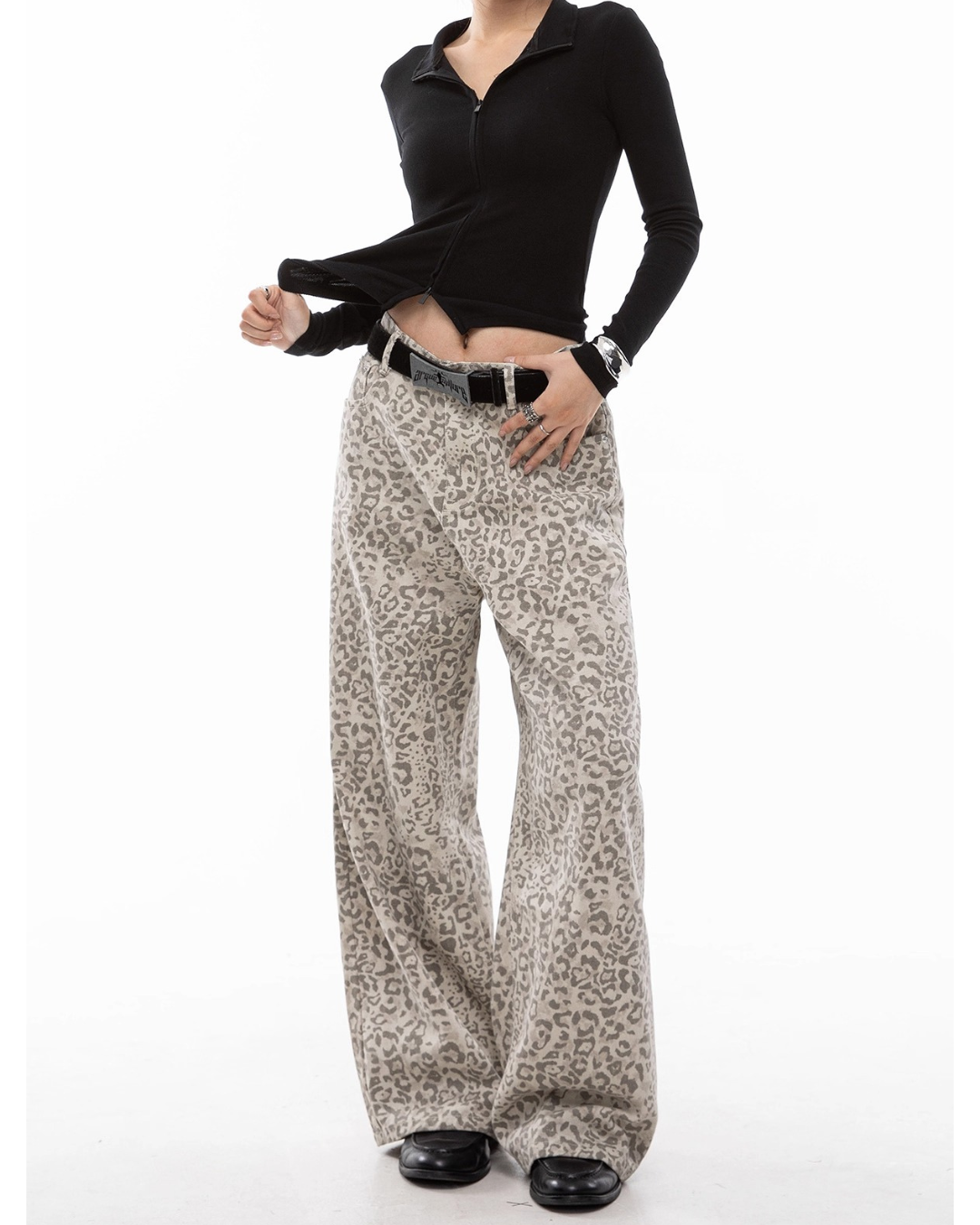 Faux Leopard Wide Pants