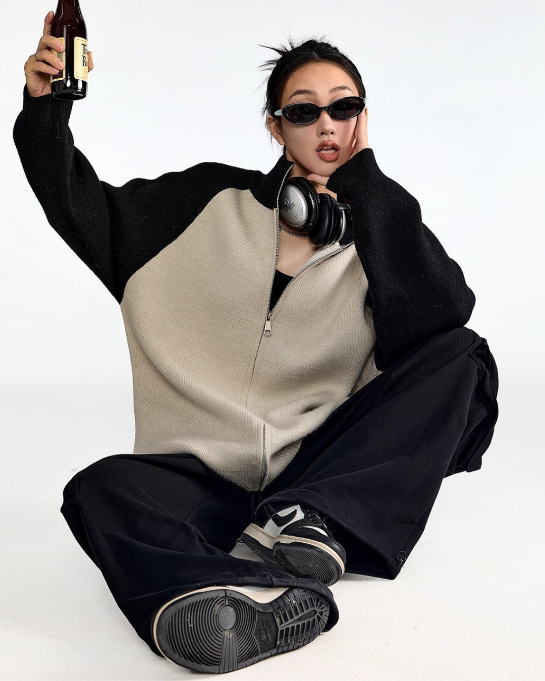 Few Contrast Zip Knit Jacket
