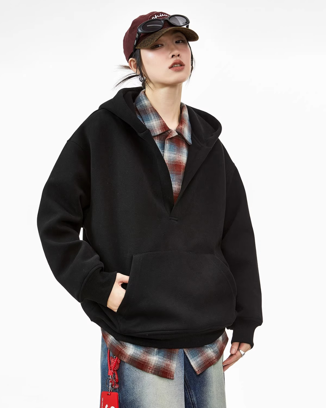 Deep V Sweat Hoodie
