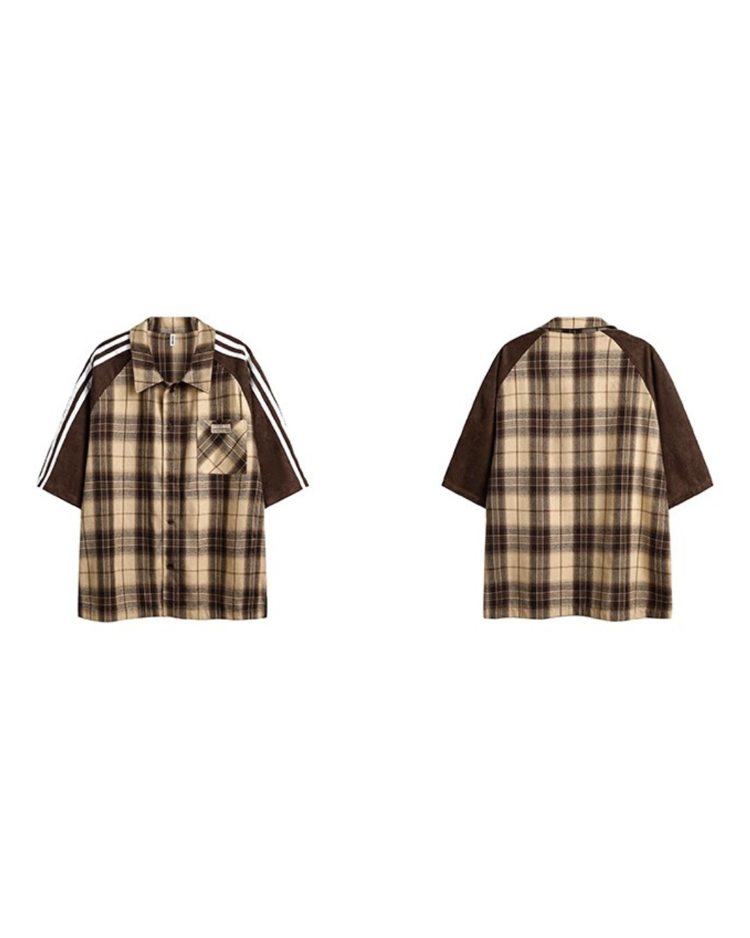 Mixed Fabric Check Shirt