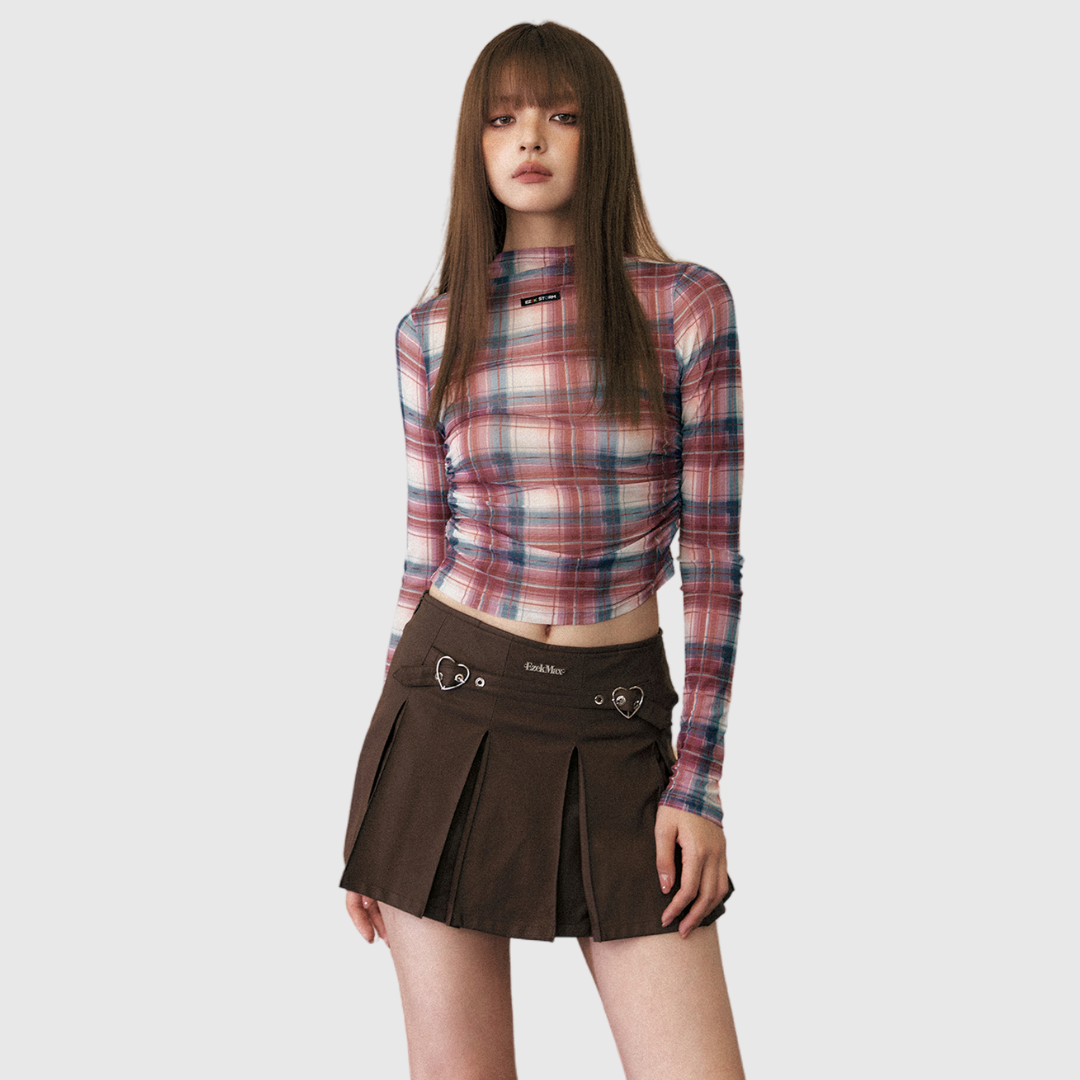 Plaid sheer top