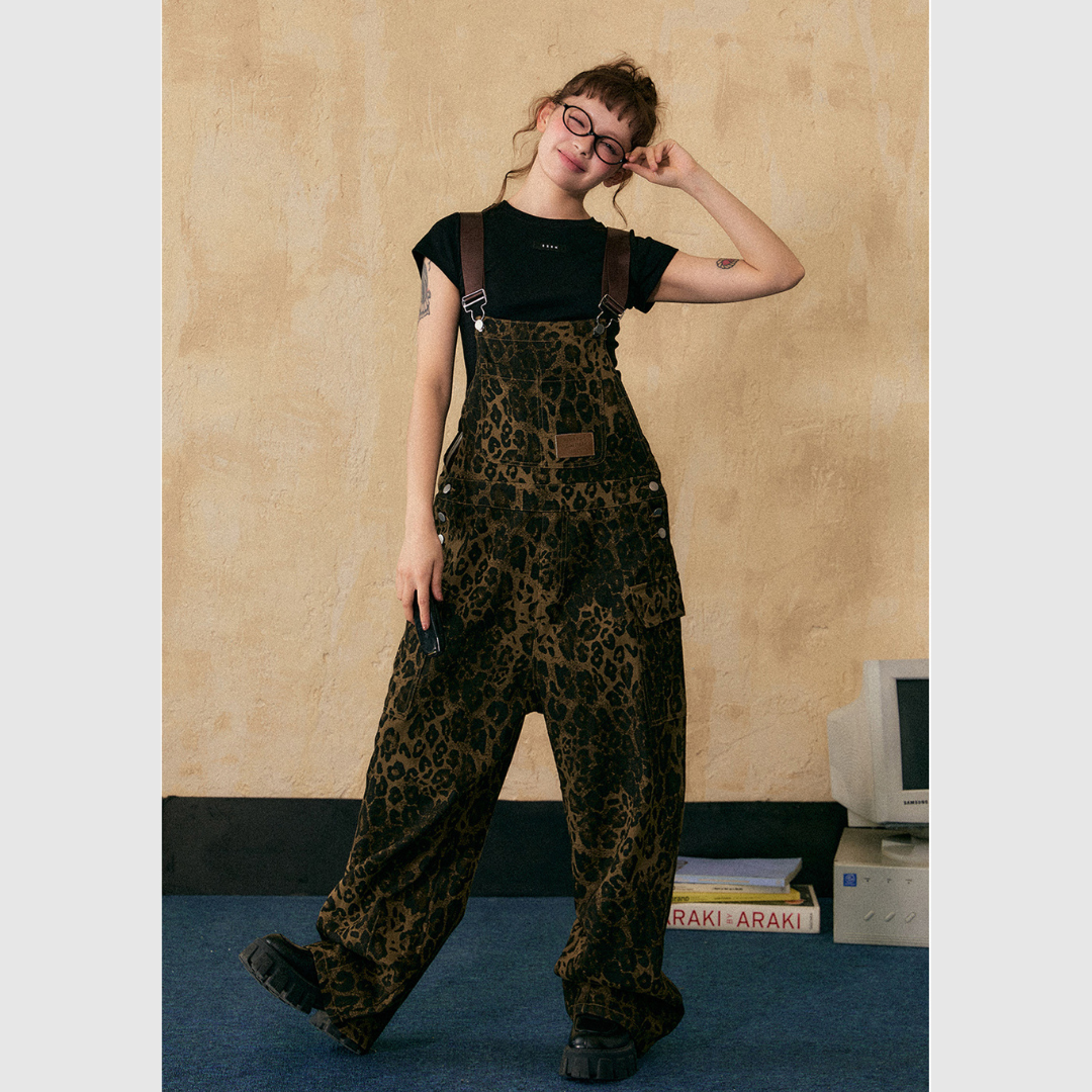 Leopard print overalls