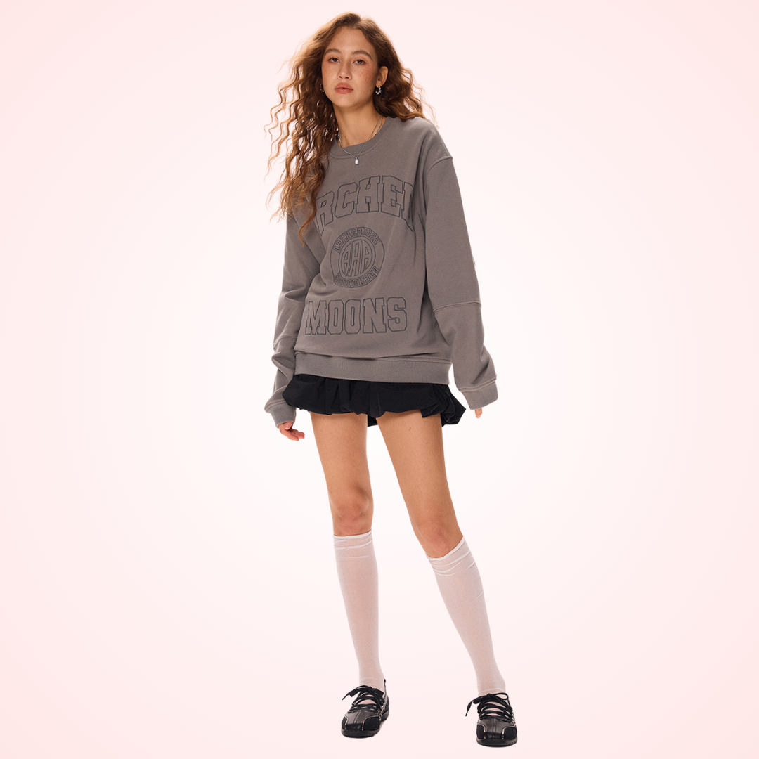 College Design Loose Sweatshirt