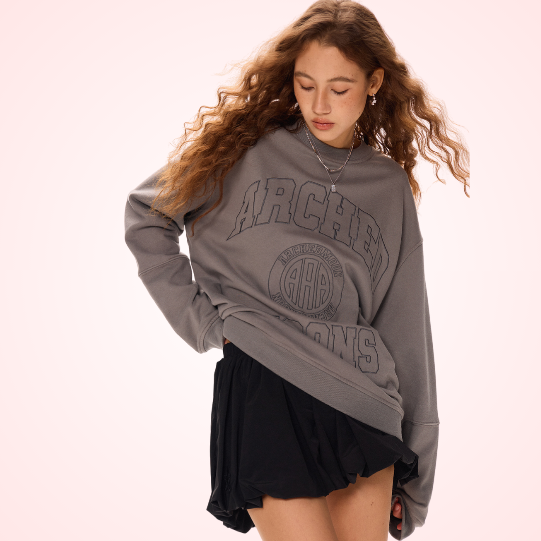 College Design Loose Sweatshirt