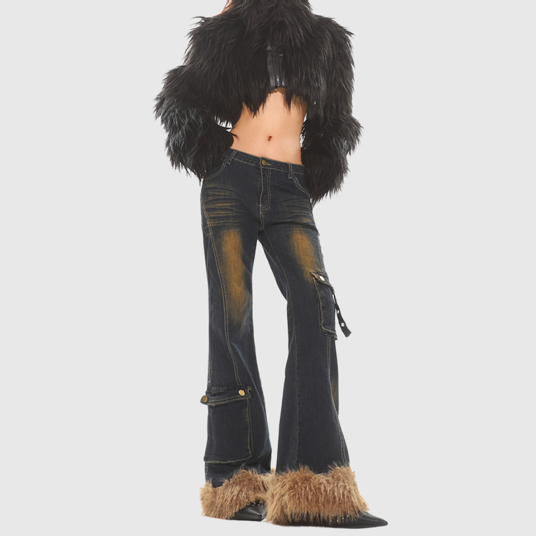 Fur Stitch Bootcut Jeans