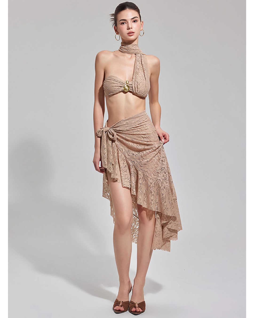 Lace Drape Resort Swim Set [3-piece]