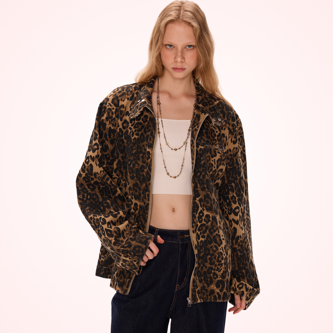 Leopard Print Denim Jacket