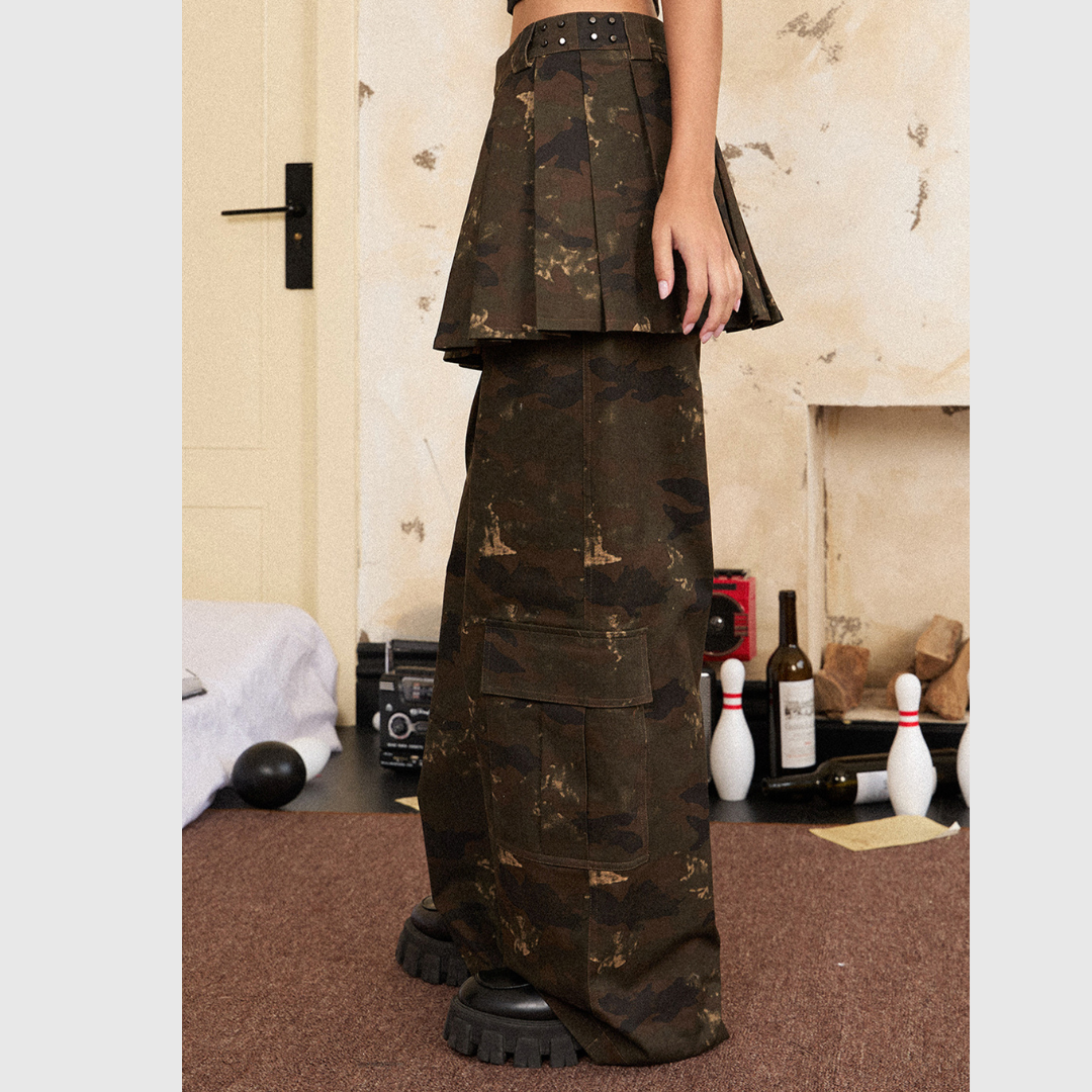 Camouflage Cargo Skirt Pants