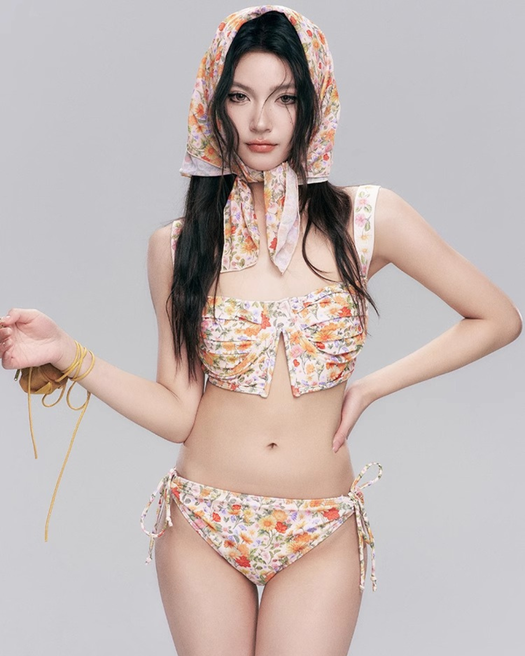 Gather Flower Bikini [3-piece]