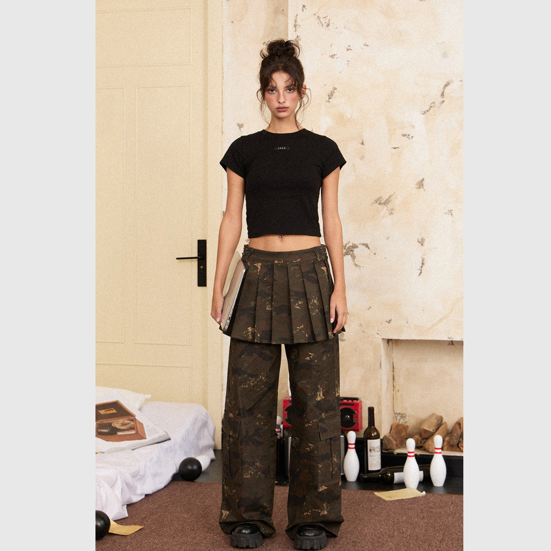 Camouflage Cargo Skirt Pants