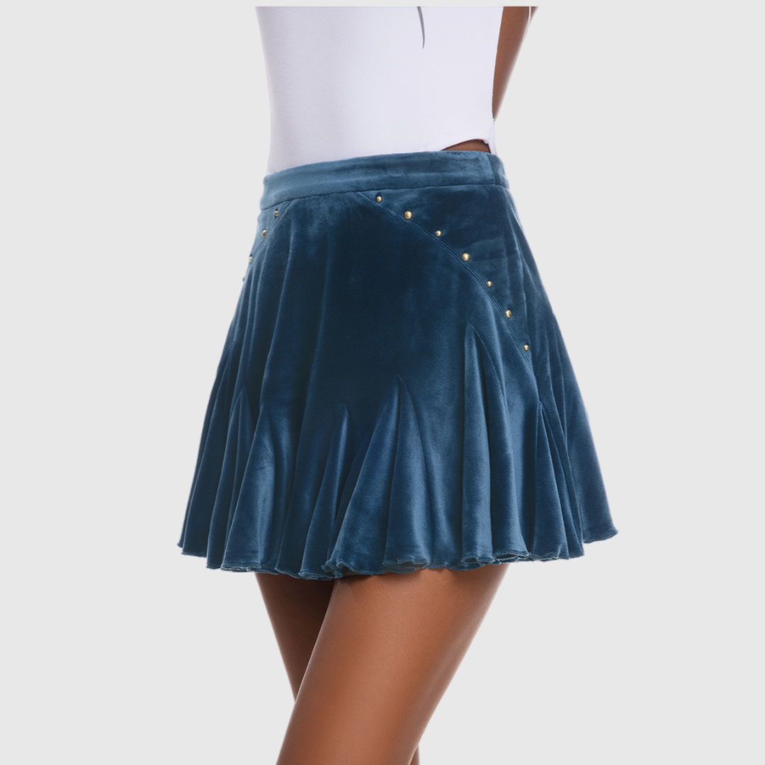 A-line velvet mini skirt