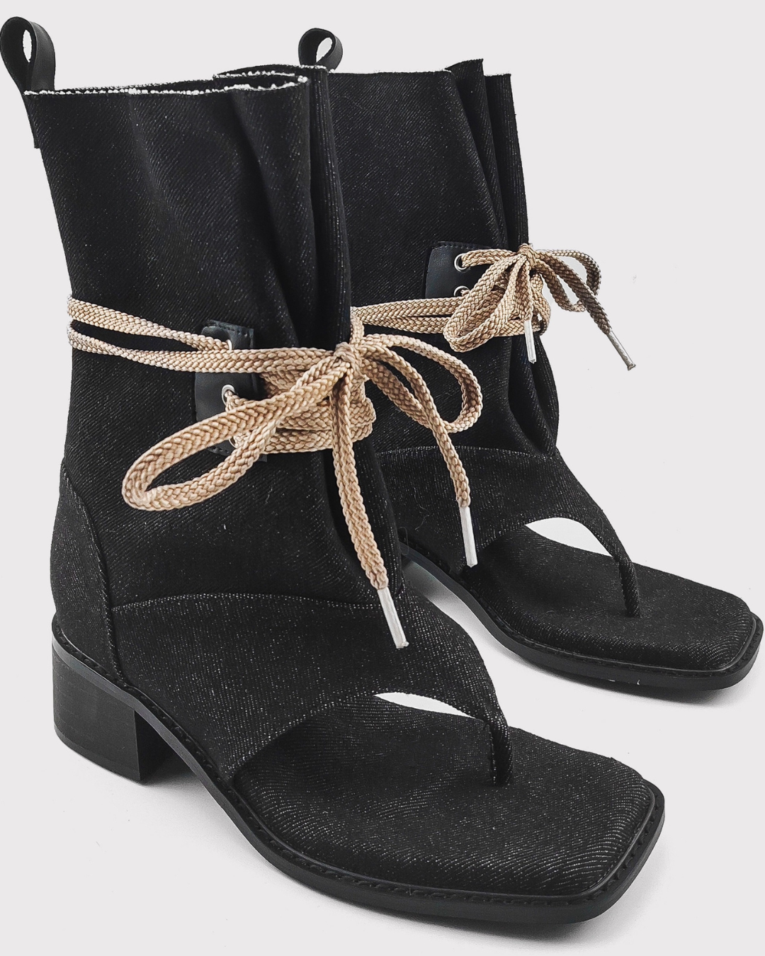 Thong Lace-Up Boots
