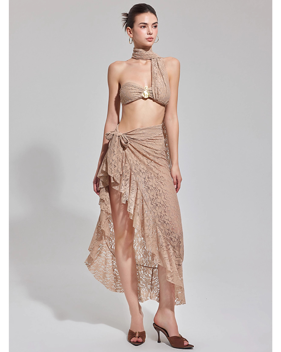 Lace Drape Resort Swim Set [3-piece]