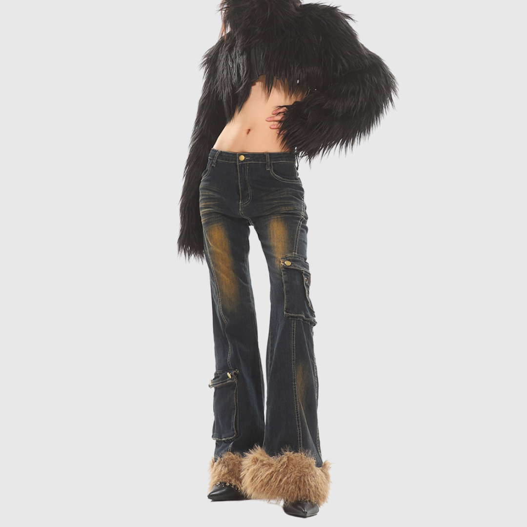 Fur Stitch Bootcut Jeans