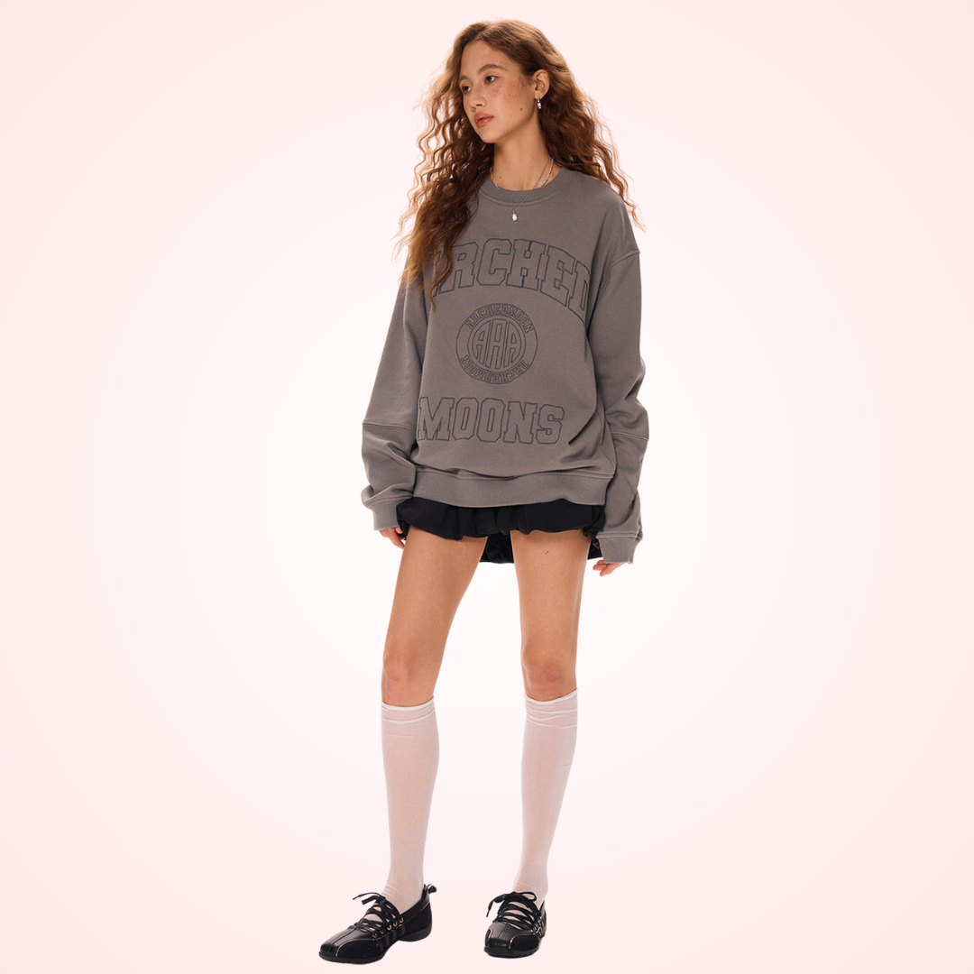 College Design Loose Sweatshirt