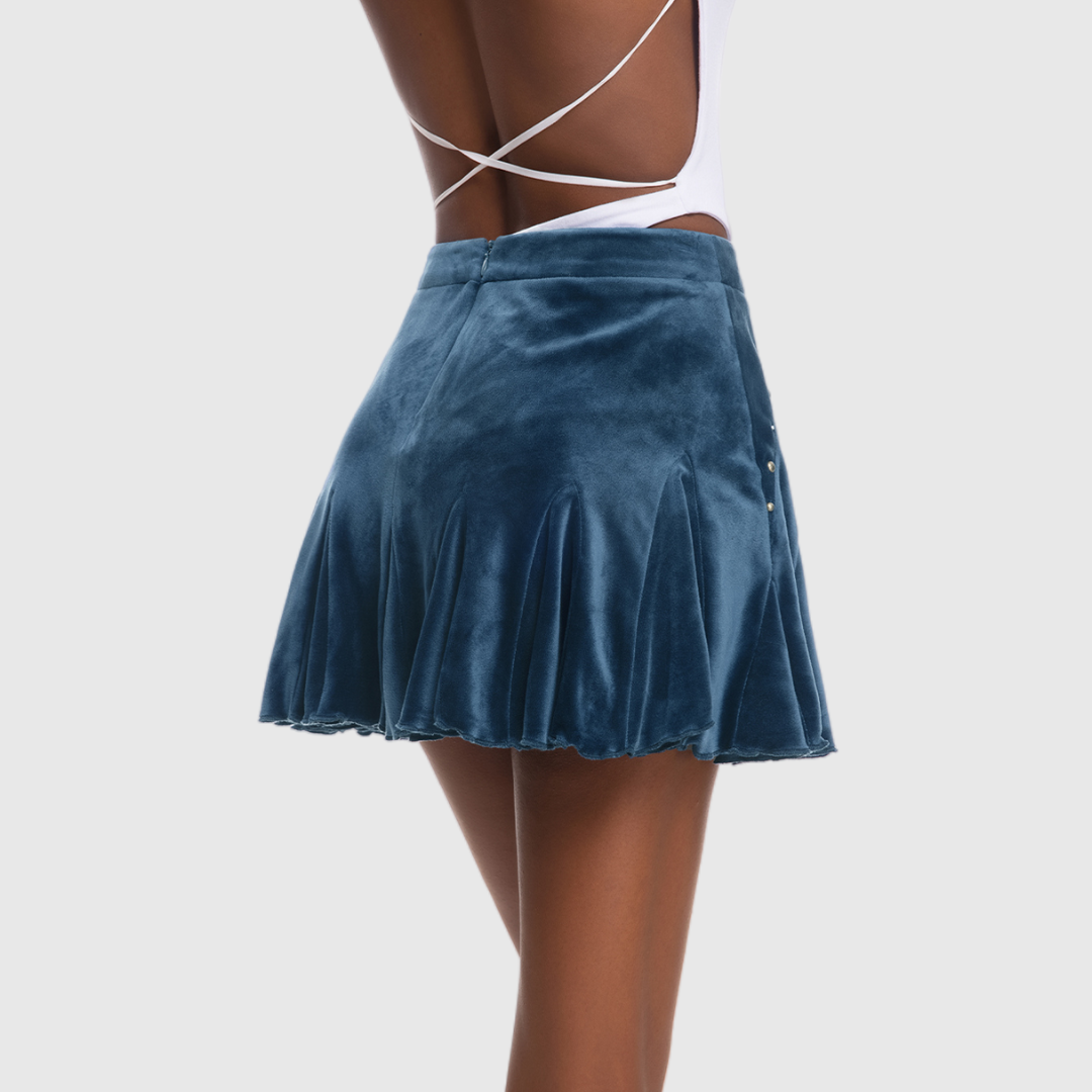 A-line velvet mini skirt