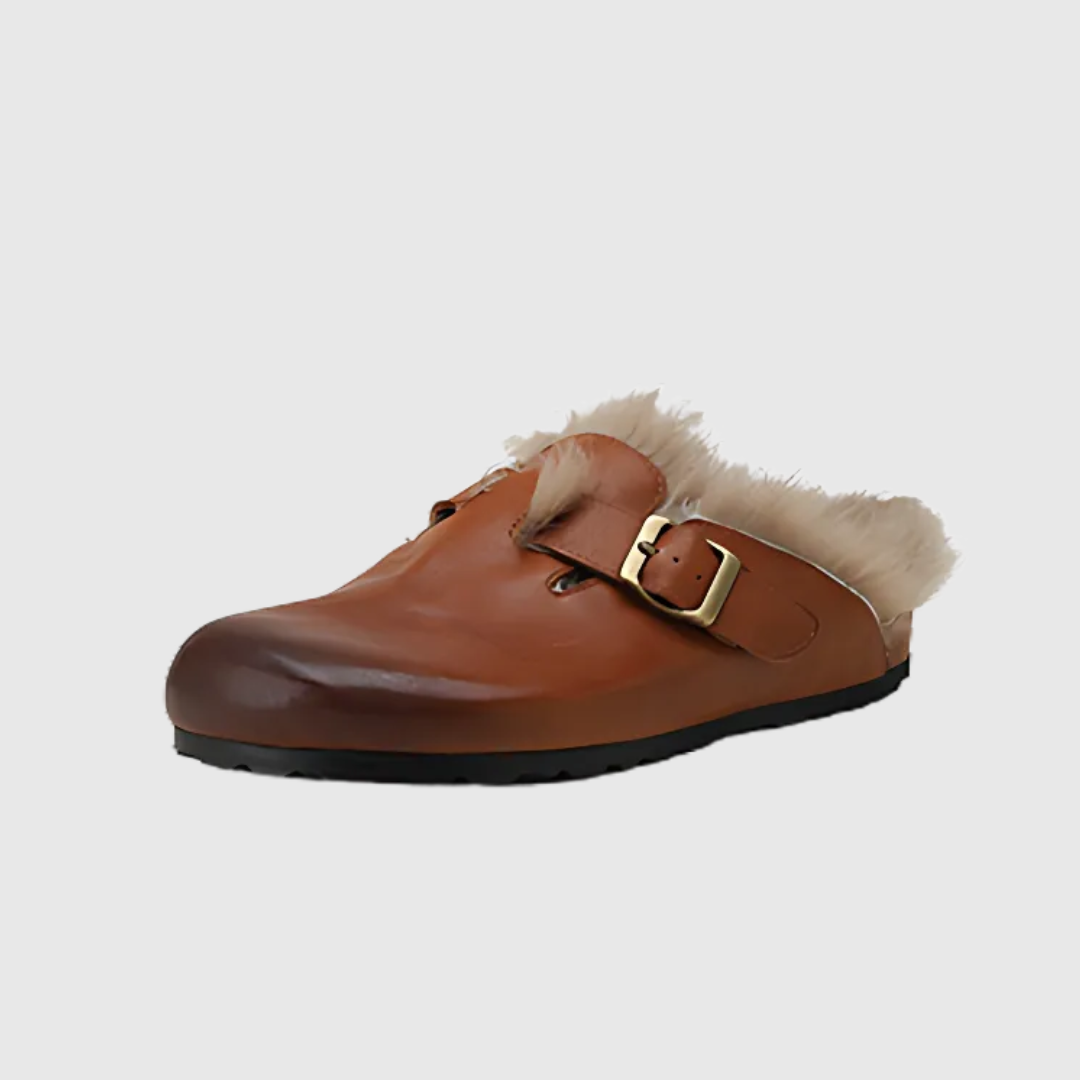 fur clog shoes