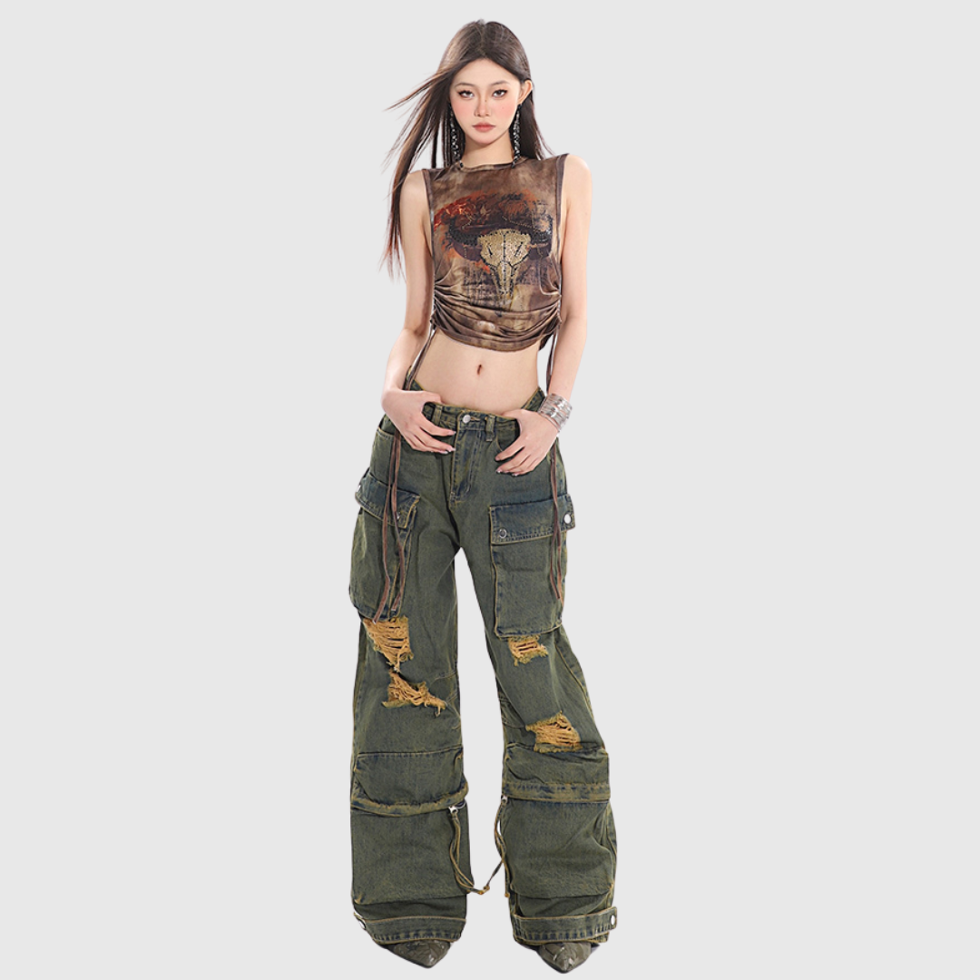 Grunge Cargo Wide-Jeans