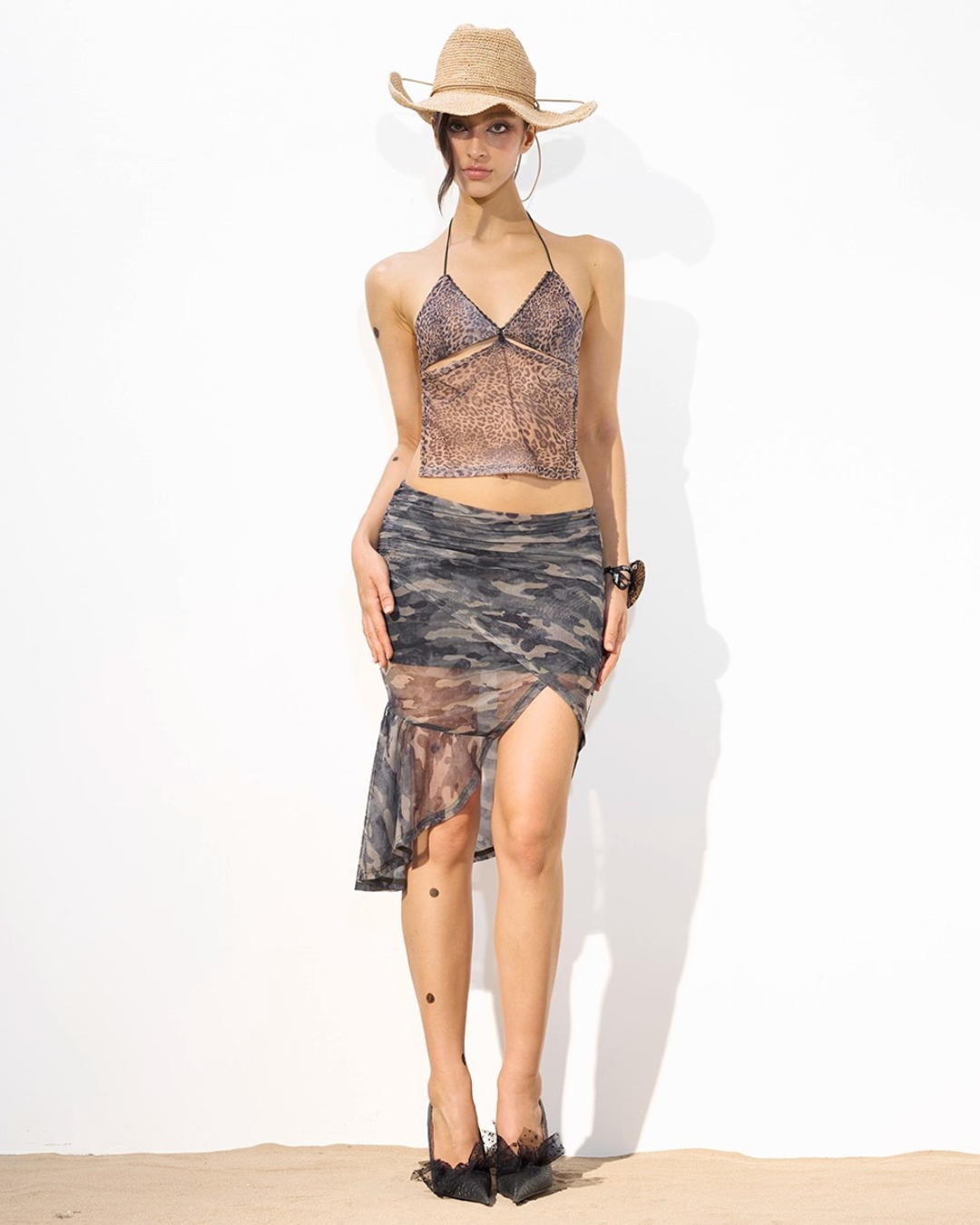 Camoflouge Drape Skirt
