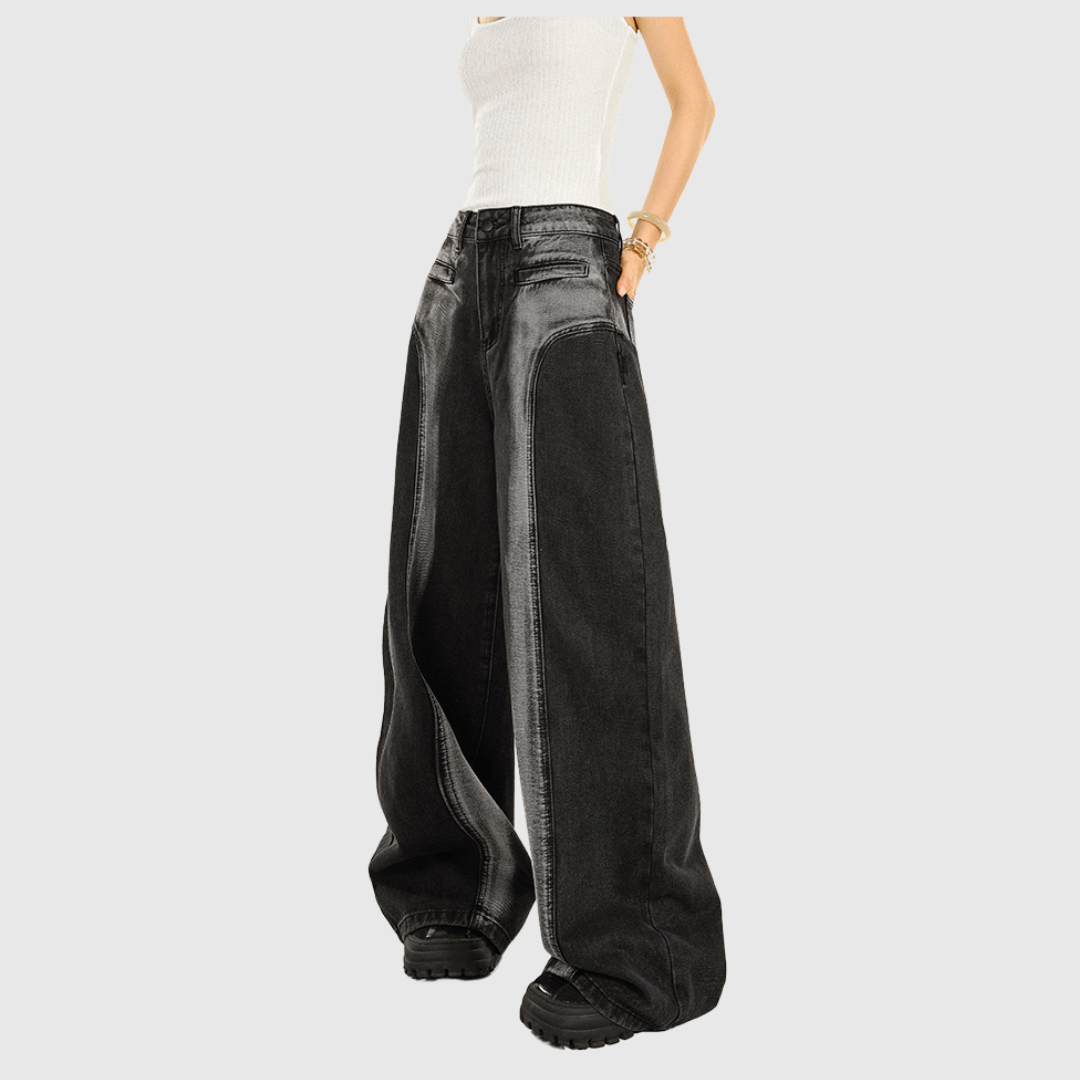 Faded wide-leg jeans