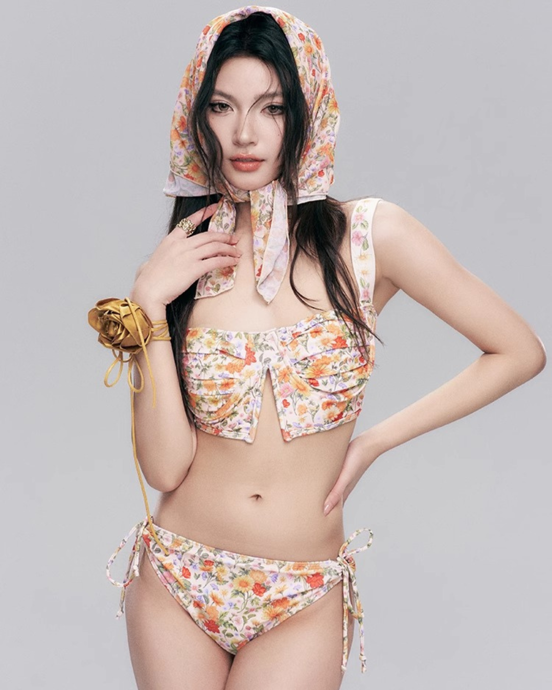Gather Flower Bikini [3-piece]