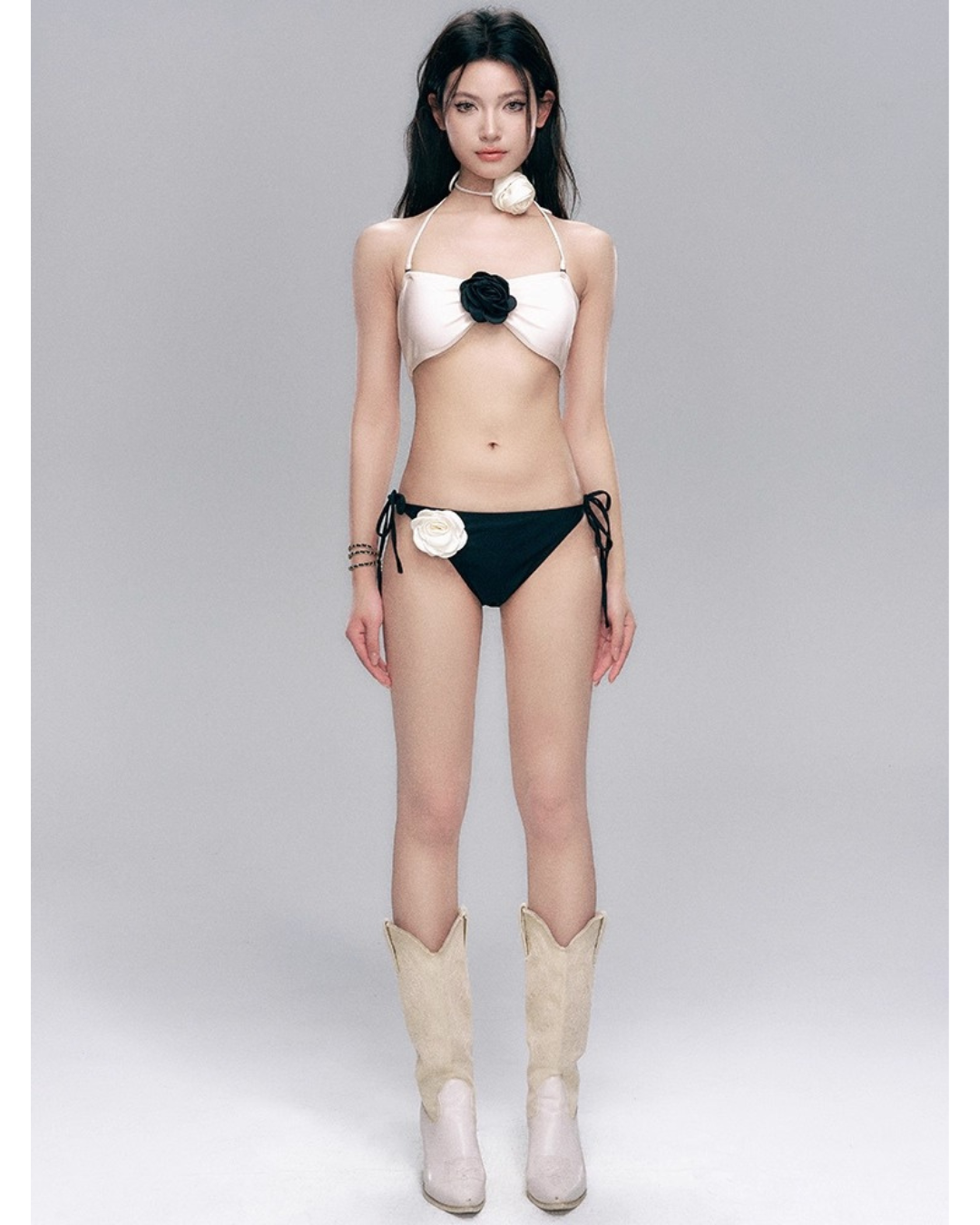 Rose Bandeau Bikini [3-piece]