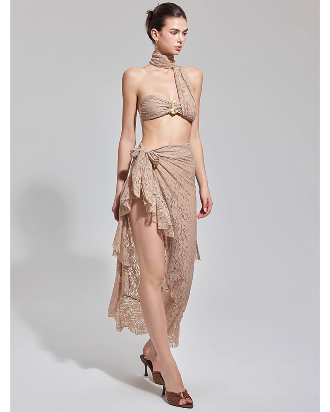 Lace Drape Resort Swim Set [3-piece]