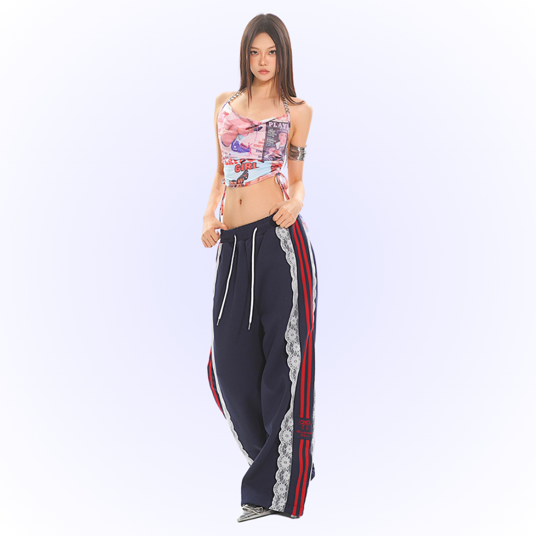 Lace Stripe Pants