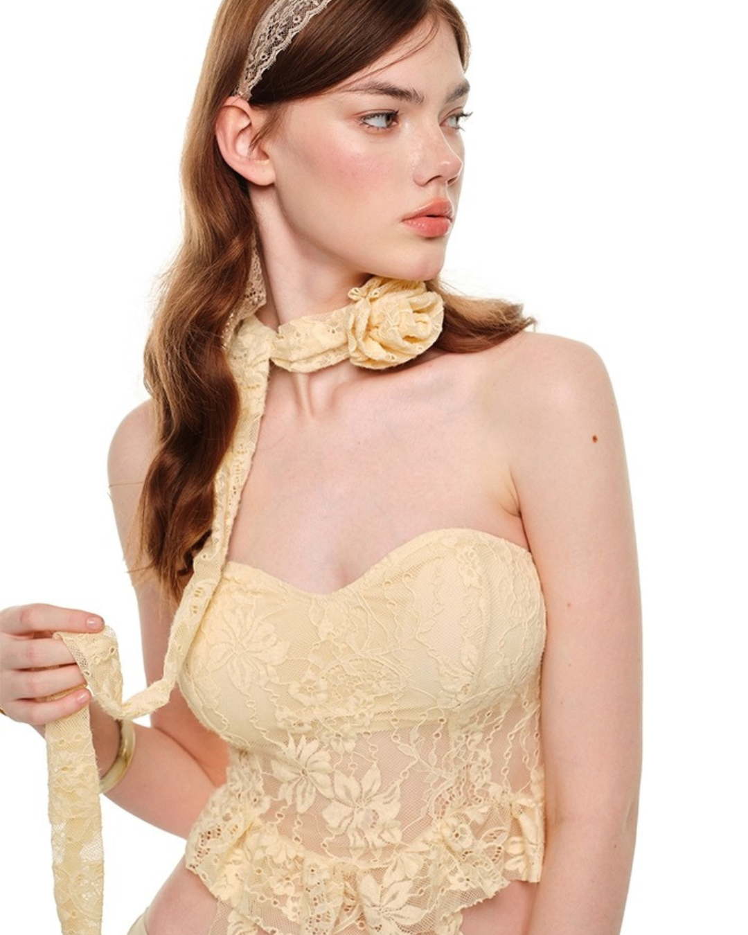 Natural Color Lace Swim Set [3-piece]
