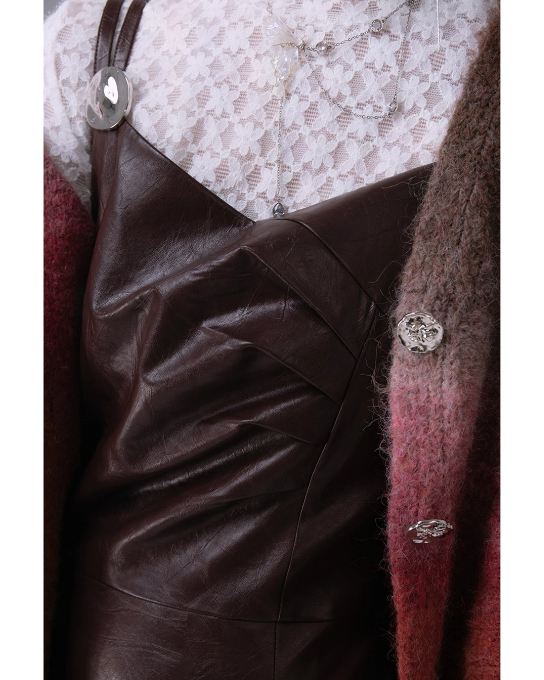 Ring Strap Leather Look Set-Up Dress【SET-UP対応】