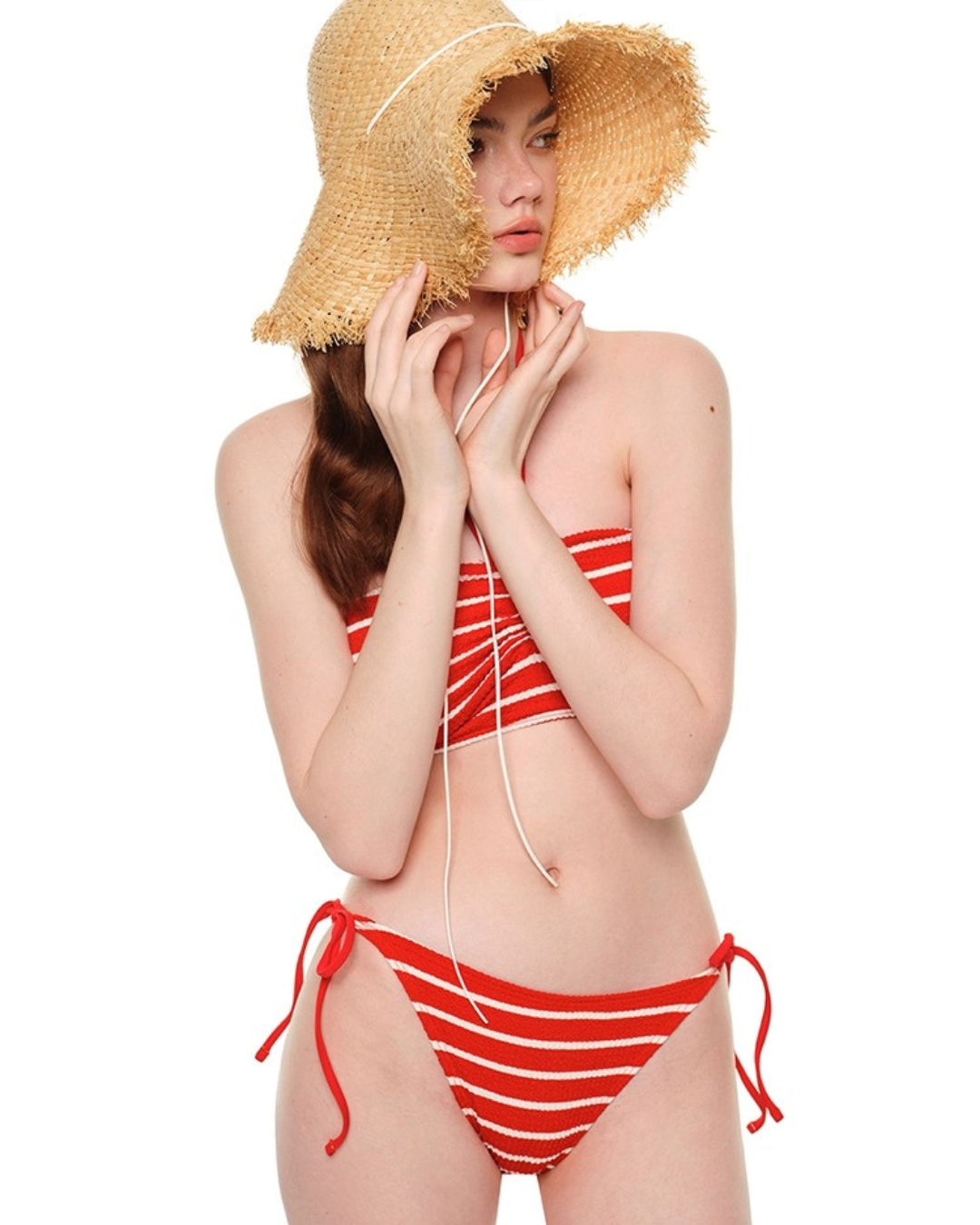 Halter Stripe Bikini with Drawstring Shorts [3-piece]