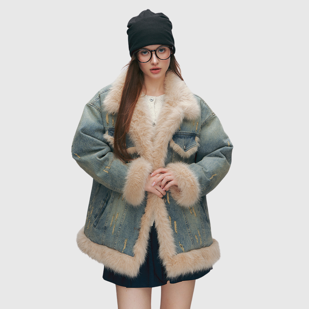 Denim Fur Coat