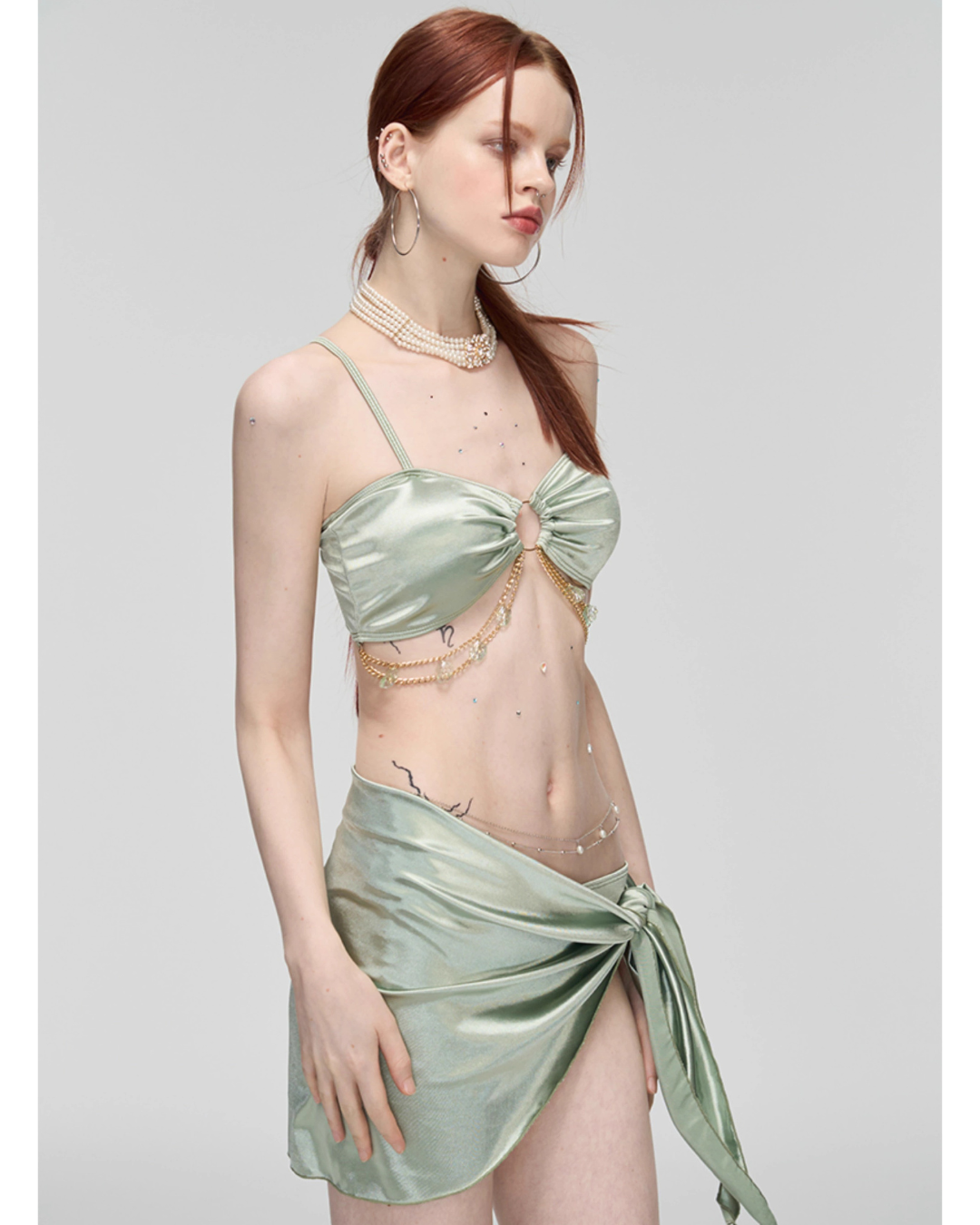 Mermaid Satin Wrap Set [3-piece]
