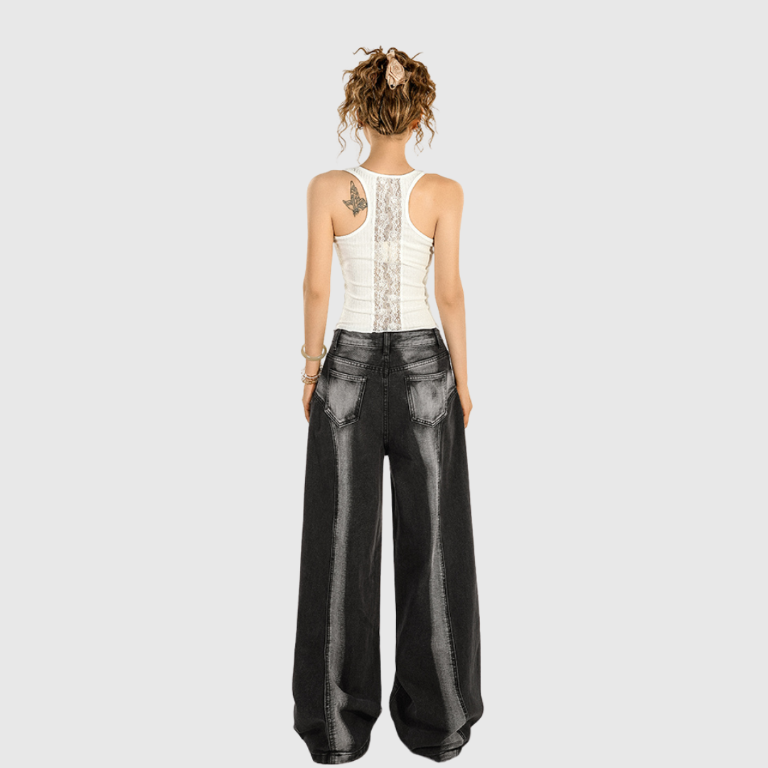 Faded wide-leg jeans