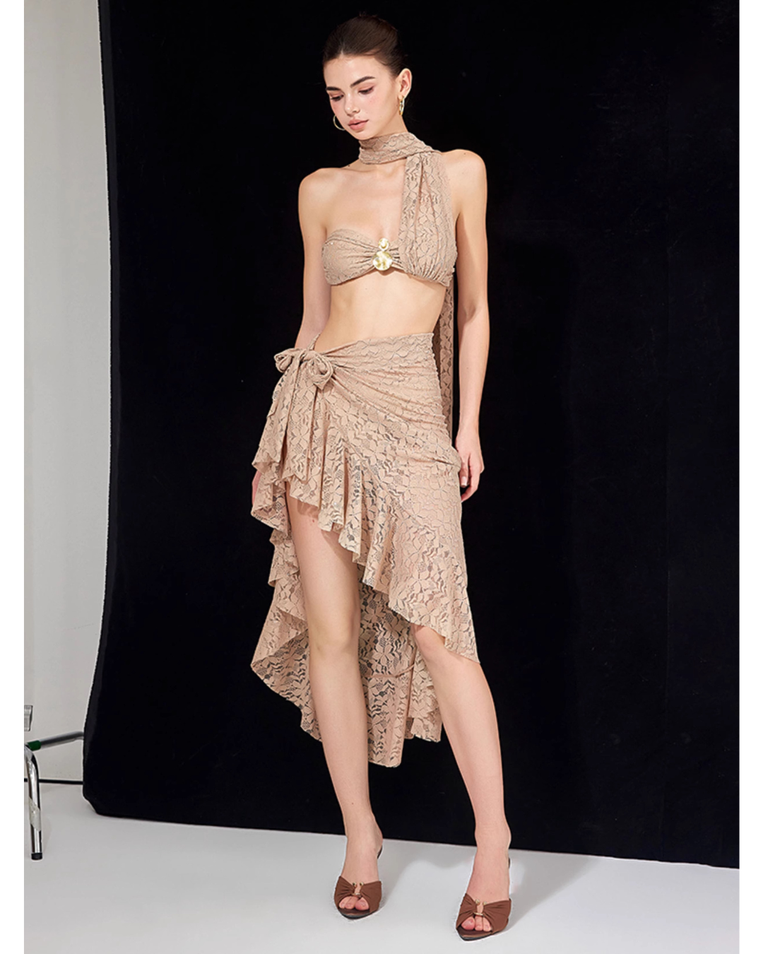 Lace Drape Resort Swim Set [3-piece]