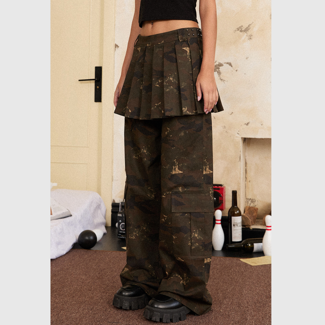 Camouflage Cargo Skirt Pants