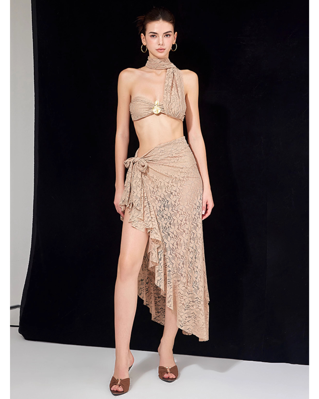 Lace Drape Resort Swim Set [3-piece]