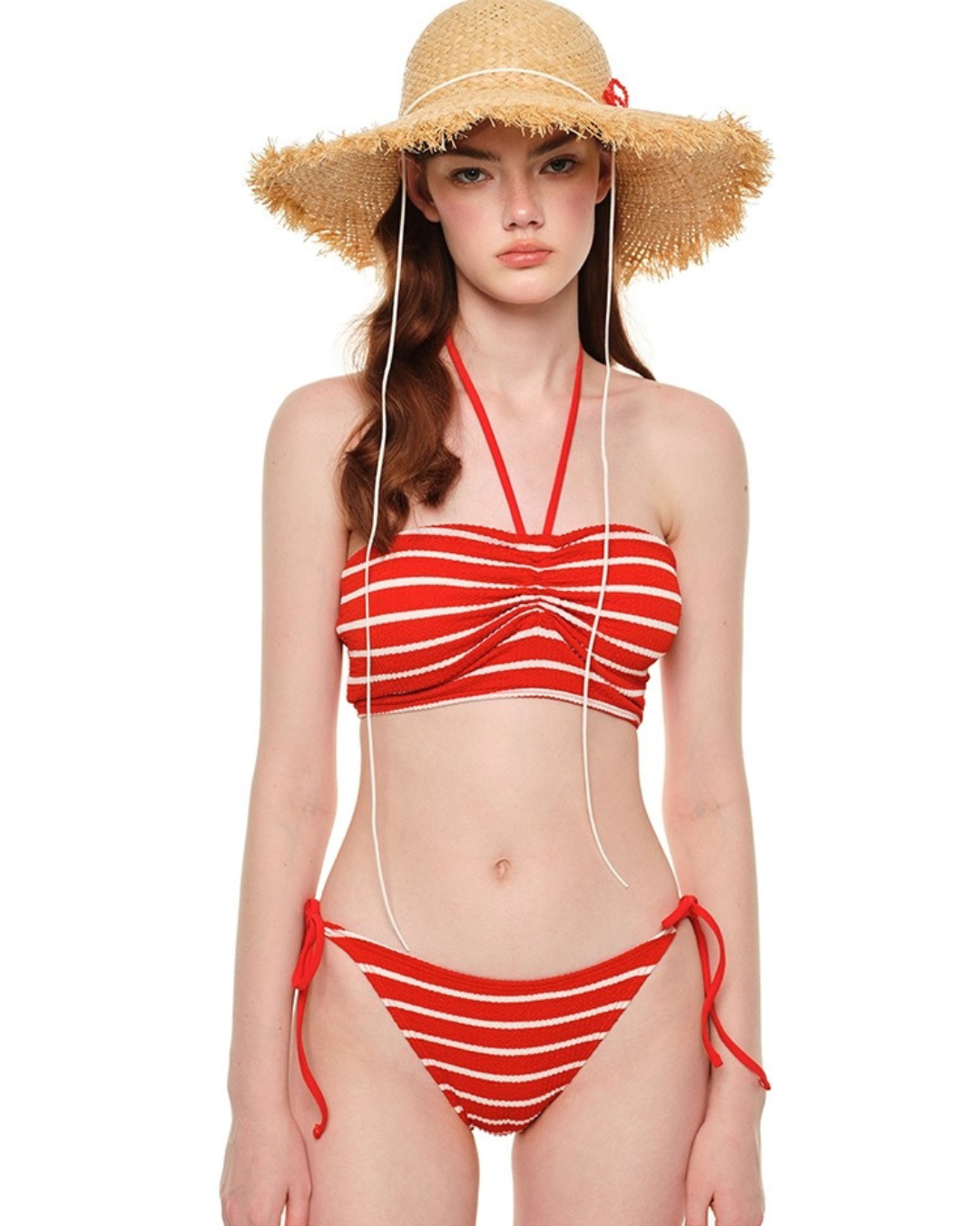 Halter Stripe Bikini with Drawstring Shorts [3-piece]