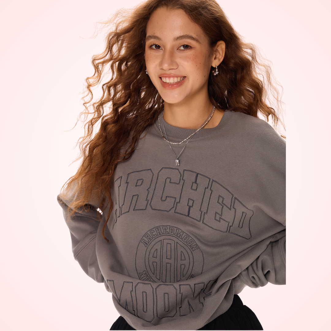 College Design Loose Sweatshirt