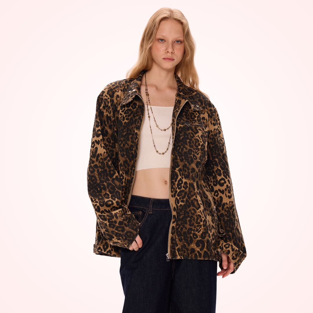 Leopard Print Denim Jacket