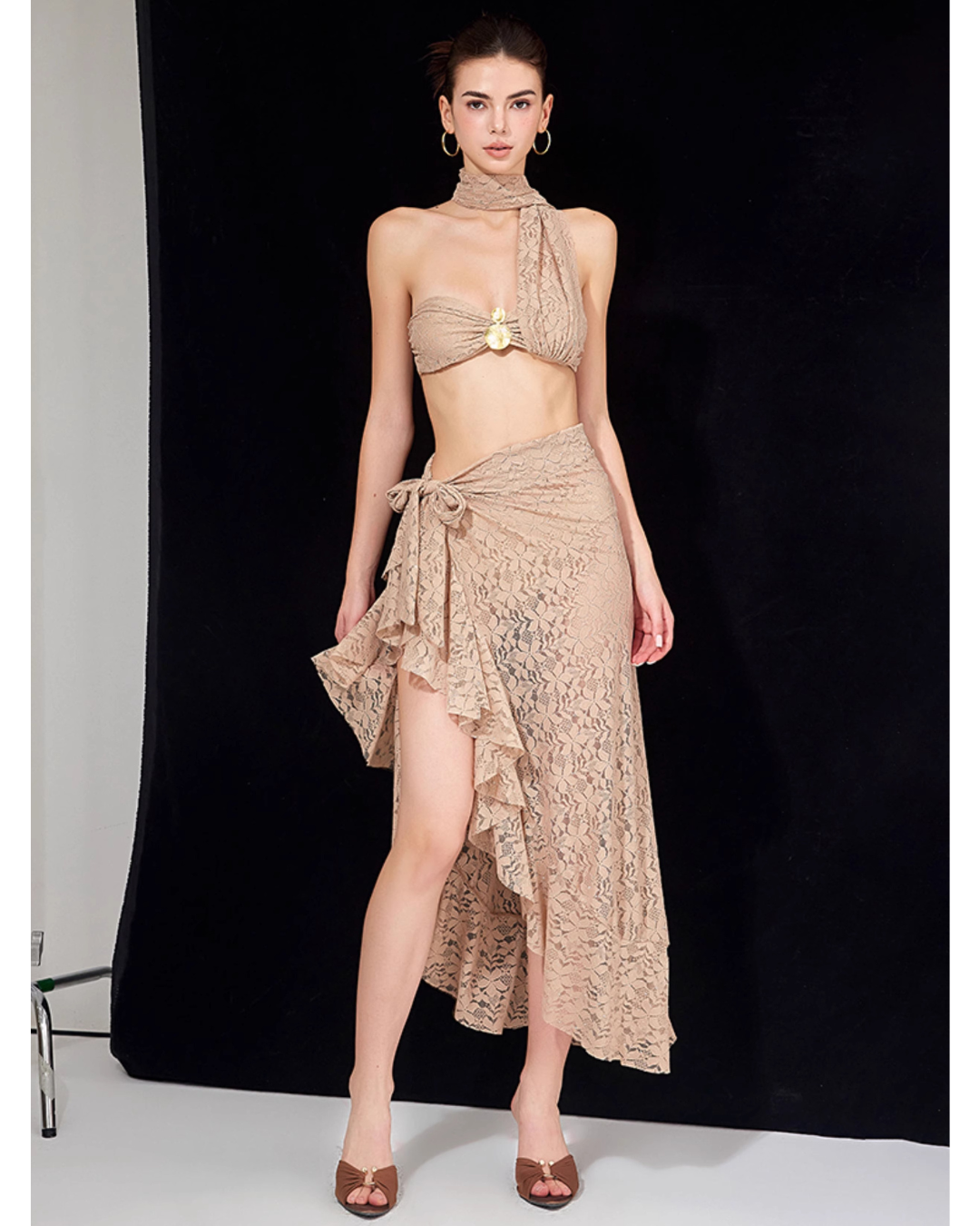 Lace Drape Resort Swim Set [3-piece]