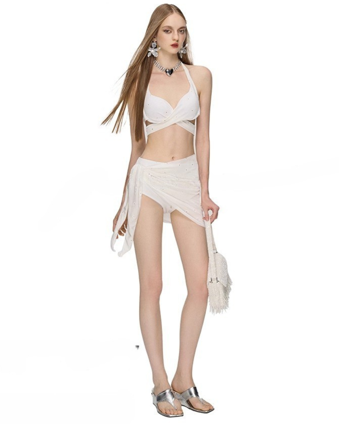 White Luxe Crisscross Bikini Set [2-piece]